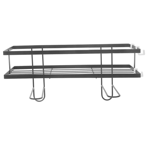 Anneome Mensola Portaoggetti Sopra Wc in Nero Ripiano Singolo Compatta per Bagno Facile da Installare senza Foratura Organizer Stabile per Accessori Bagno