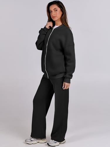 ANRABESS Women 2 Piece Outfits Lounge Set Oversized Zip Up Sweatshirt Jacket Sweatpant Matching Sweat Sets Winter Sweatsuits3