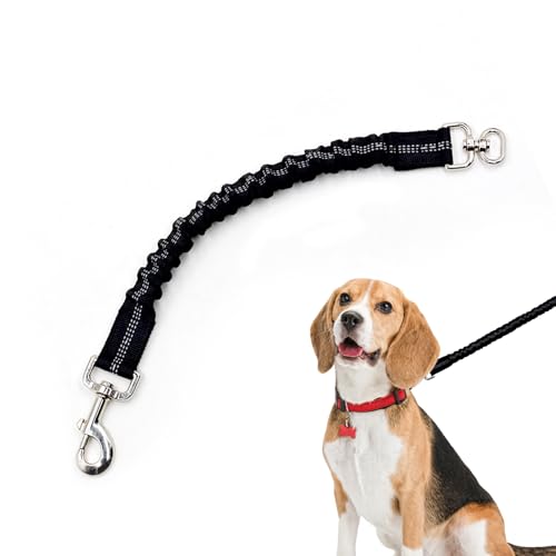 Generisch Ruckdämpfer Hund 45cm, Hundeleine Nylon mit Tiger Zahn Metallclip, Reflektierend Leinenverlängerung für zum Joggen, Radfahren, Spazierengehen