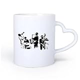 DEBINGY Poignée en céramique en forme de cœur Café et boissons chaudes Instrument de saxophone jazz, outil de groupe, lecteur de musique 11oz/320ml Pour lait, thé, eau de coca