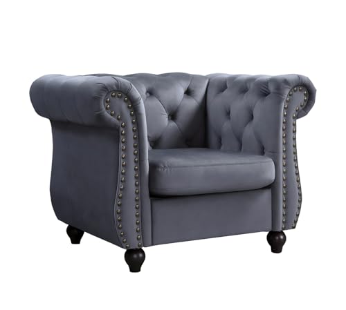 Sillón Tela Peluche Gris Plegable miniatura 2
