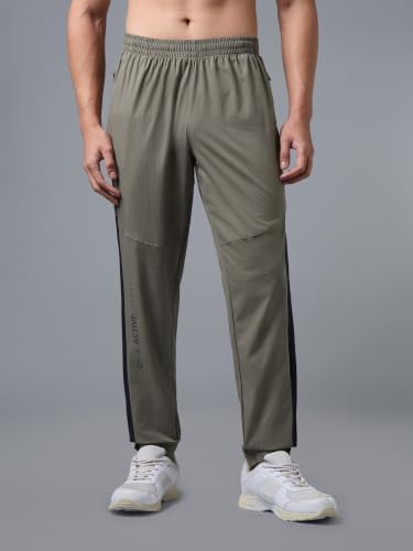 Image of TECHNOSPORT Men's Colorblock Slim Fit Sports Joggers TECHNOLITE Lightweight Active Track Pants Quick Dry Stretch Gym Running Training Fitness Activewear