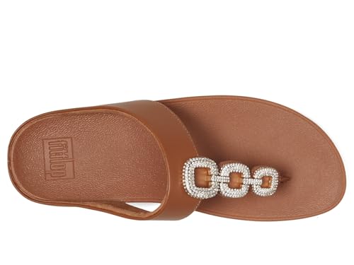 Image of FitFlop Women's Fino Crystal-Chain Leather Toe-Post Sandal