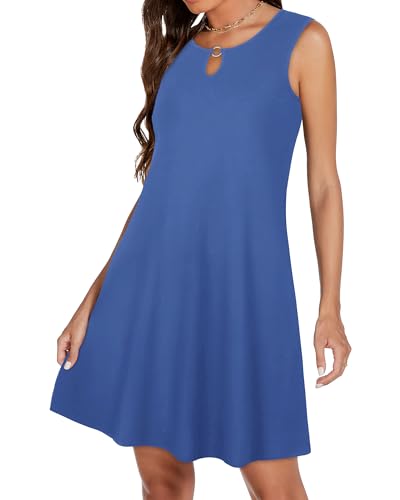 Image of Summer Dresses for Women 2026 Casual Sleeveless Sundress Floral Loose Fit Beach Cover Up with Pocket