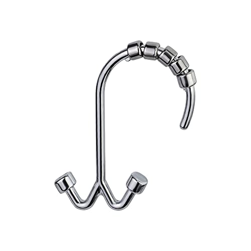 Splash Home Vyk Decorative Shower Curtain Hooks, Roller & Rust-Resistant Aluminum Shower Curtain Rings, Double Rolling Hook, For Bathroom And Curtain Hangers, Set Of 12 - Chrome #TOP21