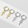 Egyptian Ankh Cross Pendant Earrings Stainless Steel Dangle Hoop Earrings Key of Life Amulet Classic Cross Jewelry for Women Men (gold) #3