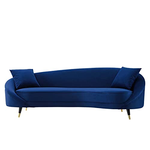 Modway Echo Curved Back Performance Velvet Sofa In Navy #TOP1