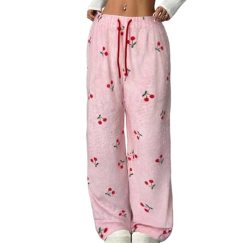Image of Leopard Pants Women Therian Fuzzy Pajama Pants Y2k Cheetah Pants Grunge High Waisted Fluffy Pants
