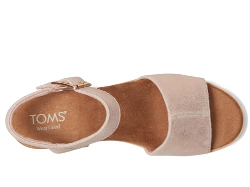 Image of TOMS Women's Diana Wedge Heel Sandal, Leather Upper, Rope-Wrapped Midsole, Adjustable Strap, Buckle, OrthoLite Insole