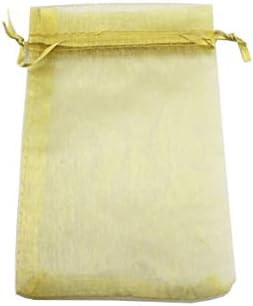 QIANHAILIZZ 50 Pack 12 x 16 Inch Drawstring Flower Bags Organza Jewelry Gift Pouch Candy Pouch Drawstring Wedding Favor Bags (Gold)