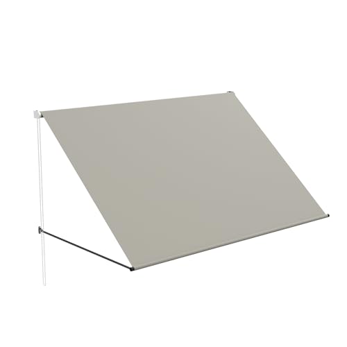 YRHome Markise Fallarmmarkise einziehbar 200x145 cm - Balkonmarkise & Sonnenschutz für Terrasse/Garten - Wetterfest mit UV-Schutz Inkl. Montagezubehör - Ideal für Fenster & Balkon (Grau)