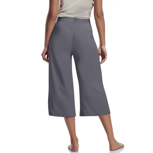 Capri Pants for Women High Waisted Pants Business Casual Work Capris Loose Fit Wide Leg Lounge Trousers with Pocket3