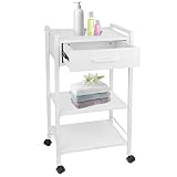 Lorvain Salon Trolley Cart for Beauty SPA, 3Tiers Esthetician Cart with Drawers and Lockable Wheels