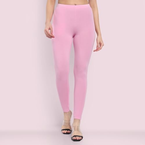 Image of ONE SKY Women Full Length Leggings | Cotton Modal Spandex Blend | High Waist Stretchable & Bio-Washed Fabric | Colour-Lock Technology | Comfortable Leggings for Women