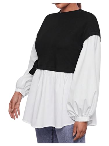 GORGLITTER Women's Long Sleeve Peplum Tops Blouse Dressy Casual Business Fall Teacher Baby Doll Top Shirt Sweater Combo4