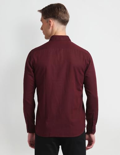 Image of Arrow Solid Slim Fit Mens Casual Shirts - 100% Cotton, Breathable & Comfortable, Full Sleeves Shirt for Men