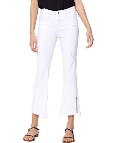 Flying Monkey Distressed Cropped Length Flare White Jeans3