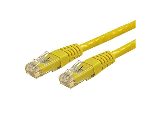 Image of StarTech 6ft CAT6 Ethernet Cable - Yellow CAT 6 Gigabit Ethernet Wire -250Mhz 100W PoE RJ45 UTP Molded Network Patch Cord with Strain Relief (C6PATCH6YL) | 250MHz bandwidth, Gold-plated RJ45, Patch Cable, Ethernet Cord, UTP Molded Network, Strain Relief, 10Gbps speeds