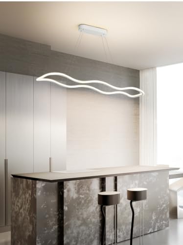 Lampe suspendue LED linéaire blanche de 100 cm télécommandée à intensité variable pour îlot