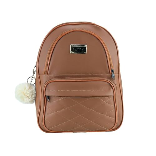 Mochila Feminina Fashion Mochila Casual Repartições, Alças Reguláveis para Faculdade, Trabalho e Passeio(Caramelo)
