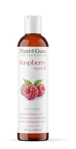 Plant Guru Red Raspberry Seed Oil 8 fl. oz. Cold Pressed Unrefined 100% Pure & Natural Carrier Ideal for Skin Face Body and Hair Moisturizer. Great for DIY Soap Creams Lotions and Lip Balms.