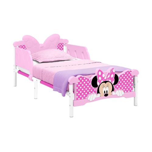 Image of Delta Children Toddler Bed Minnie Mouse 3D with Built-in Guardrails Kids