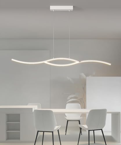 Lustres LED Wave blanc moderne plafonnier réglable avec télécommande pour cuisine - 4