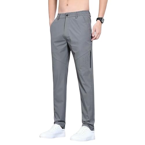 Men's Summer Thin Ice Silk High Elastic Straight Loose Breathable Casual Pants