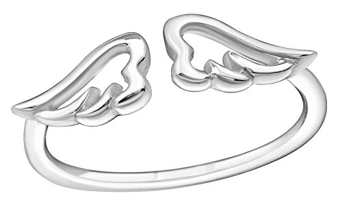 Kiwi Daisy Hypoallergenic Sterling Silver Angel Wing Midi Ring, Above Knuckle Ring, Mid Finger Ring (Adjustable)