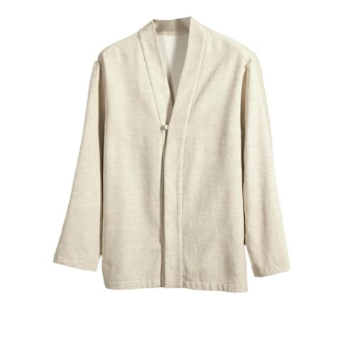 Chemise doublée en polaire homme style chinois rétro en coton et lin