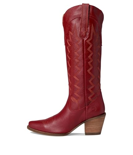 Image of Dingo Womens High Cotton Embroidery Snip Toe Casual Boots Knee High Mid Heel 2-3 inch
