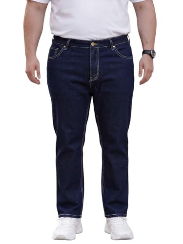 Image of Style Quotient Men Plus Size Black Tapered Fit Mid Rise Stretchable Jeans