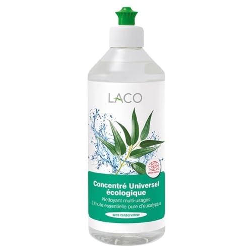 Laco - Nettoyant Sol 500ml avec Bouchon Doseur Certifié Ecocert Nettoyant Multi Surface (Carrelage, Lino, Parquet...), Nettoyant Vitre, Nettoyant Concentré...