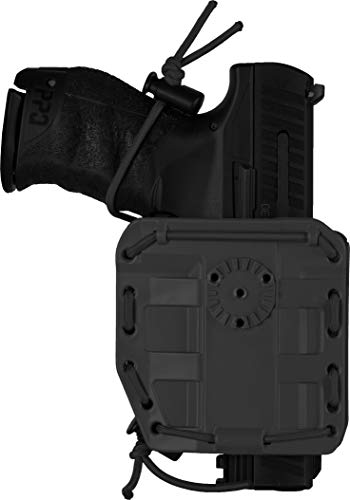Vega Holster 8BL00 Bungy - Holster tactique en polymère caoutchouté, universel pour armes courtes, Noir , Universale L/Auto - L/Auto Compact