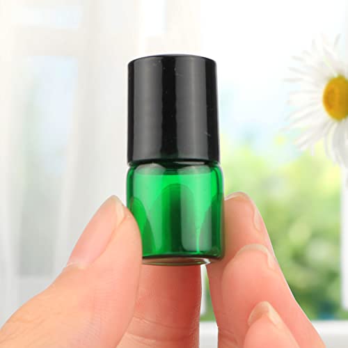 Pack Of 50,1Ml (1/4 Dram) Glass Roll On Bottle Mixed Color Sample Test Roller Essential Oil Vials Stainless Steel Roller Balls With Black Cap For Aromatherapy,Perfume Oils-Pipette Included #TOP4