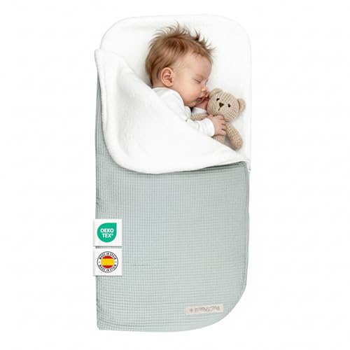 MIMUSELINA Einschlagdecke Babyschale Winter Universal | 2-in-1 Fußsack...