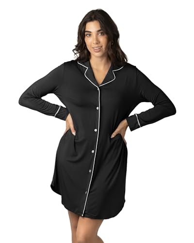 Image of Kindred Bravely Clea Maternity Nightgown, Long Sleeve, Button Down, Postpartum & Nursing Pajamas