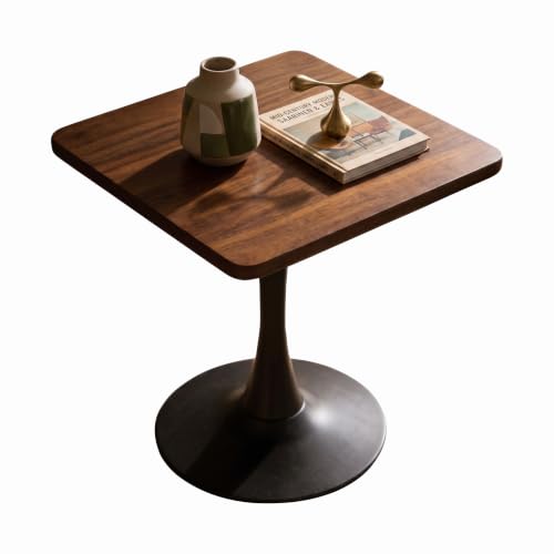 botzi 23.6 Inch Square Tulip Dining Table, Walnut Pedestal Kitchen Table