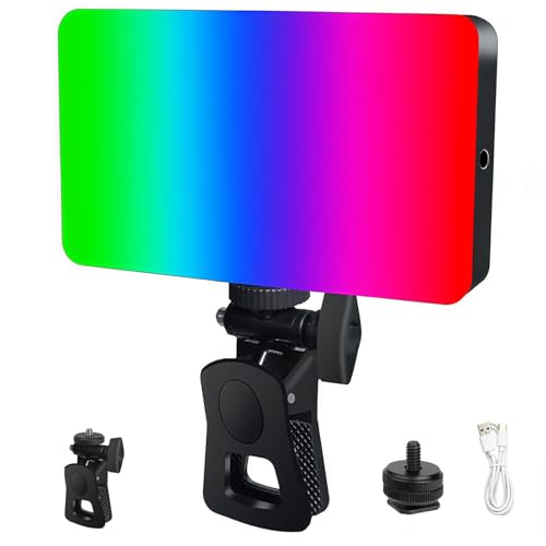Luz Vídeo RGB, Luz de Relleno de Vídeo LED con Clip 138 LED, 2700K-6500K Iluminación para Fotografía y Video, Compatible con Teléfono y Cámara