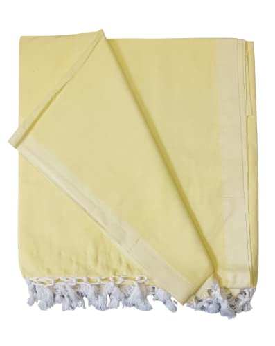 Image of Arvore Bunkaar Pure Handloom 100% Soft Desi Bamboo Viscose Soft Bhagalpuri Andi Chadar /Summer Blanket /Khes /Top Sheet /AC Blanket /Odhne wali Chadar (Lemon Yellow, Plain, 1, Bhagalpuri Chadar)