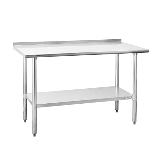 Stainless Steel Table for Prep & Work 24 x 60 Inches, NSF Commercial Heavy Duty Table with Undershelf and Backsplash for Restaurant, Home and Hotel