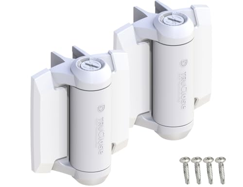 D&D Technologies TCA1L2S3WTS TruClose Regular Duty Gate Hinges, for Self Closing Metal Gates up to 66 Pounds, with Alignment Legs, for Square Gate Frame and Post White, 2 Count