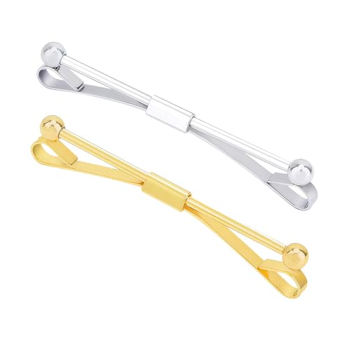 Elandy 2 pe&ccedil;as de prendedores de gravata masculinos, prendedor de gravata, barra com tom dourado...