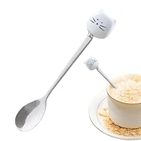Cucchiaio per gatti bianco e nero, cucchiaio per gatti,Cucchiaio per gatti dolce tazza da caffè cucchiaino | Cucchiaino liscio per dessert di gelato divertente per mescolare frappè, zucchero, tè
