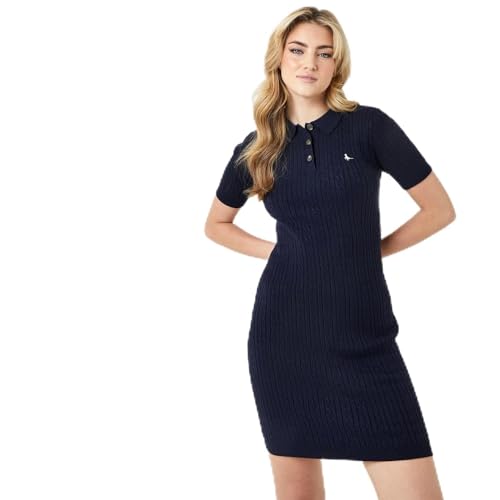 Jack Wills Womens Polo Cable Knitted Mini Dress Navy 12