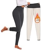 FULLSOFT Fleece Lined Leggings for Women – Thick High Waisted Winter Warm Yoga Pants Workout Tummy Control Thermal Warm Leggings(Ebony-Dark Grey,XX-Large)