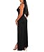 Sexyshine Women's Sexy Deep V Neck Double High Split Side Maxi Dress Sleeveless Long Bodycon Cocktail Evening Dress(24727BL,L) Black