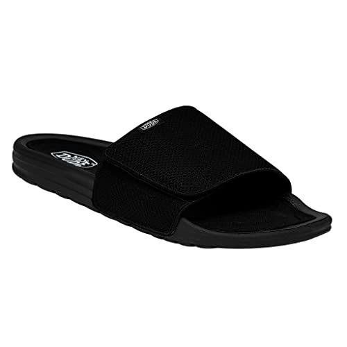 HEYDUDE Men's Phoenix Basic Knit Black Size 9| Men's Slides | Men's Slip On Sandal | Comfortable & Light-Weight