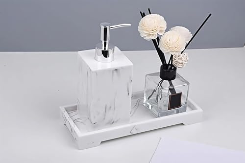 Bandeja de banheiro de mármore de 25,4 x 15,2 cm, bandeja de cômo...