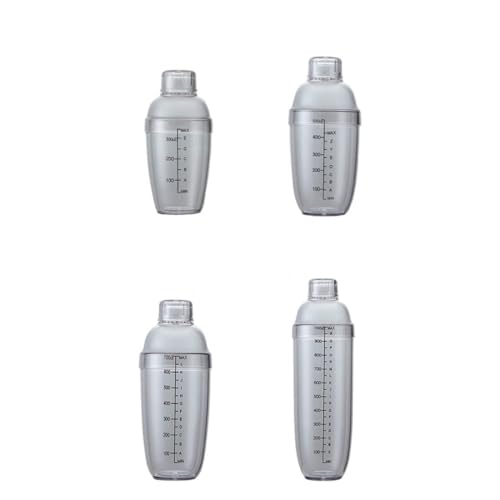 MALUGOGO Juego de Coctelera de Plástico PC Resistente al Frío y Calor con Escala, Capacidad 300-1000ml, Antigoteo para Preparar Chocolate Caliente y Bebidas en Casa